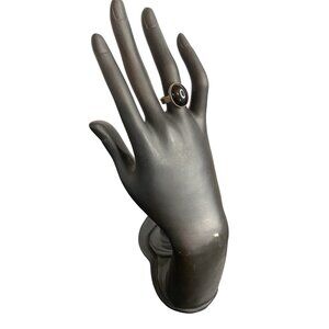 S C Signed Sterling Black Natural Stone Band Womens Ring